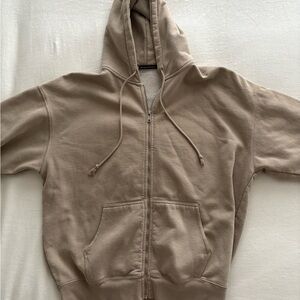 Brandy Melville Oversized Beige Zip-Up Jacket